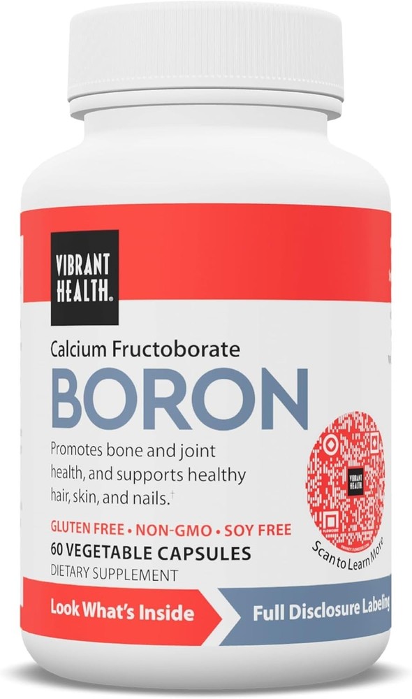 Vibrant Health Boron, For Bone & Joint Heath, Hair Skin & Nails, 60 Veg caps