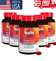 pack of 5 MegaRed Advanced Omega-3 500mg – 80 Softgels – Heart & Joint Support