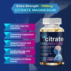 Magnesium Citrate Capsules 1000mg Per Serving – Hight Potency Capsules 120 cap