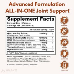 Arazo Nutrition Glucosamine Chondroitin Turmeric Msm Boswellia – Joint Support S
