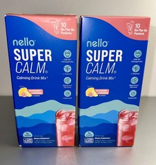 2 x 10ct Nello Supercalm Calming Drink Mix Supplement Powder Raspberry Lemonade