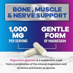 Magnesium Glycinate 1000Mg per Serving – Pure & Chelated for Max Absorption – Su