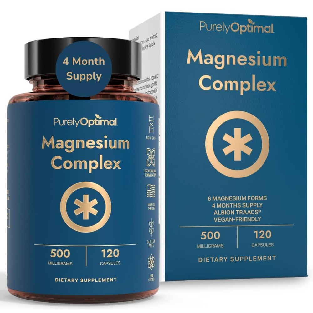Purely Optimal Magnesium Complex – 6 Forms 120 Count (Pack of 1), White