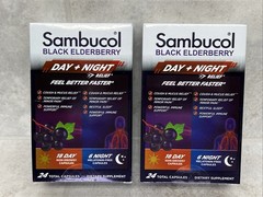 2 Boxes! Sambucol Black Elderberry Day + Night Relief 24 Capsules (48 Total)