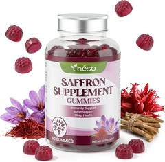 Saffron Gummies Ashwagandha Rhodiola GABA Magnesium D3 Zinc 60 Sugar Free