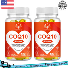 (2 Pack) 600mg Coenzyme Q-10 Q10 600mg 120 Capsules Cardiovascular Heart Health