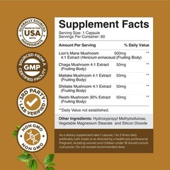 Lion’s Mane Extract with Reishi, Chaga, Maitake & Shiitake 60 Capsules