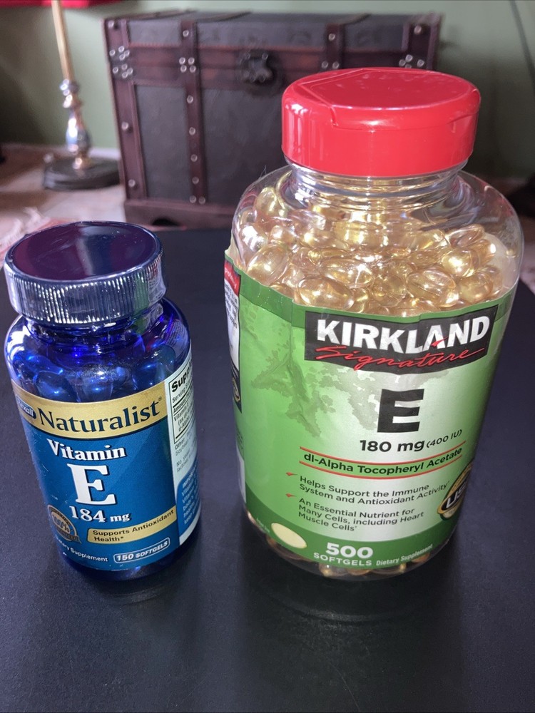 Kirkland Signature Vitamin E 180 mg 500 Softgels & Rexall 184 Mg 150 Softgels
