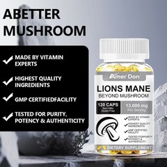 Organic Lion’s Mane Mushroom Complex 13000 mg – MEMORY, FOCUS, STRESS SUPPORT