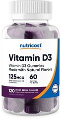 Nutricost Vitamin D3 Gummies 5,000 IU (125mcg), 120 Gummies – Mixed Berry Flavor