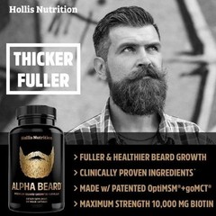Alpha Beard Premium Beard Growth Formula 60 Capsules Sealed New FS, Pack of 5.