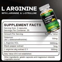 L-Arginine 3000mg testosterone booster sperm health energy and support sexual