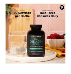 Vital Vitamins Multi Collagen Complex 150 Capsules Types I II III V X Supplement
