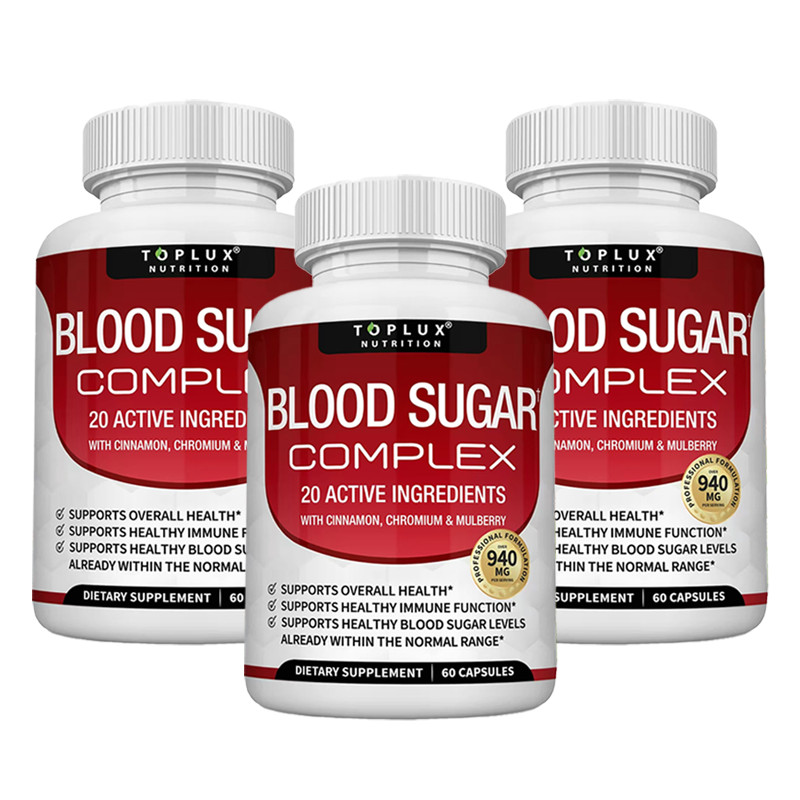 3PACK-BLOOD SUGAR BLEND SUPPORT Alpha Lipoic Acid & Cinnamon 20 Herbs Complex