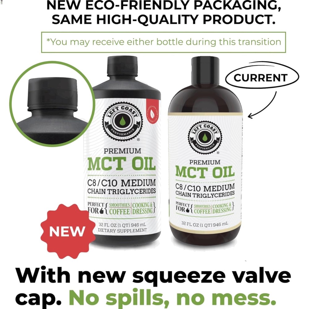 100% Coconut MCT Oil Liquid – MCT Oil C8 C10 for Sustained Mental Energy & Fo…