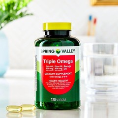 Spring Valley Triple Omega 800 Mg Fish Flax Borage Oil Omega 3-6-9, 120 Softgels