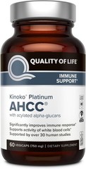 Quality of Life High quality Kinoko Platinum AHCC 60 Count (Pack 1/2/3/5), Brown
