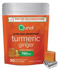 Turmeric Ginger Soft Chews 750mg Joint Health Supplement 90 Count