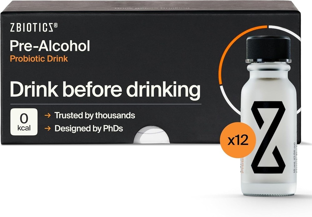 ZBiotics Pre Alcohol Probiotic Drink 12 Pack 0.47oz Bottles Travel Friendly
