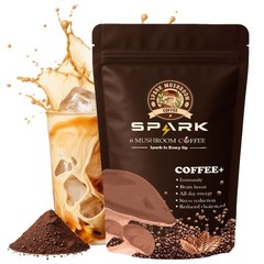 Spark Instant Organic Coffee – 35 Servings & 210g/7.4oz – 6 Adaptogenic Mushr…
