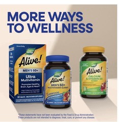 Nature’s Way Alive! Men’s 50+ Gummy Multivitamins, B-Vitamins, Fruit , 60 Count.