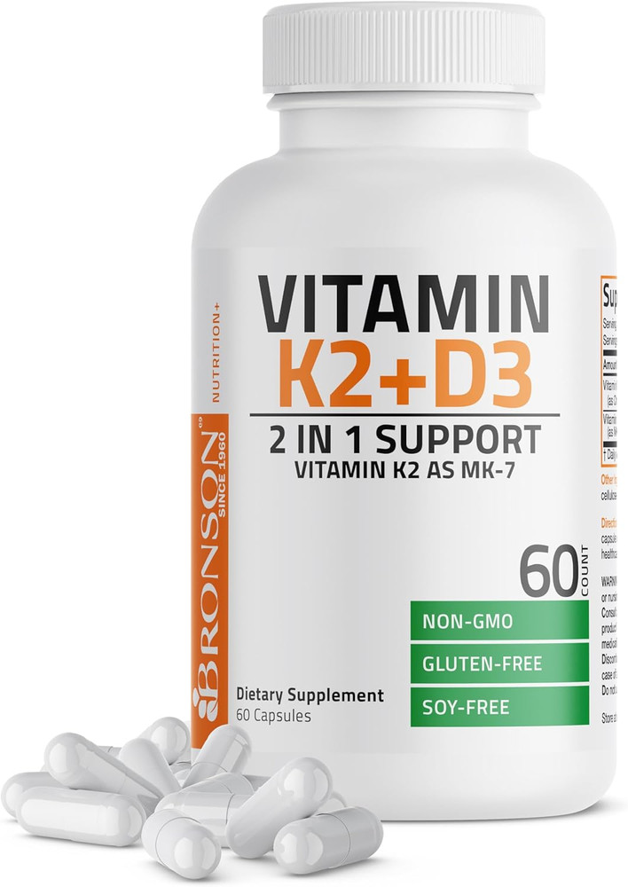 Vitamin K2 D3 (MK7) Supplement Non-Gmo Formula Vitamin D3 5000IU (125 Mcg) & 90