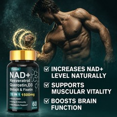 NAD+ Supplement Premium Nicotinamide Riboside & Resveratrol 1500mg, DNA Repair