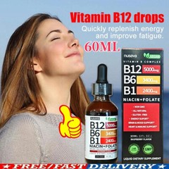 Nusava Vitamin B12 5000mcg Liquid Drops, B12 Sublingual B Formula B12 B6 1-5 Pk