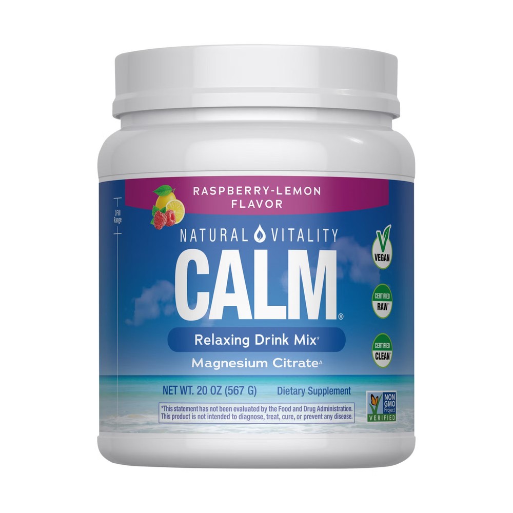 Natural Vitality Calm Raspberry-Lemon Drink Mix, 20 oz., Vitamin, Authentic