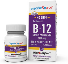 No Shot Vitamin B-12 Methylcobalamin 2000 Mcg, B-6, & Methylfolate 1200 Mcg – Su