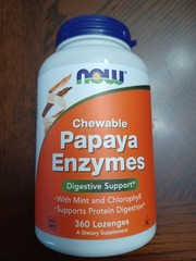 Now Foods Papaya Enzymes Chewable 360 Lozenges GMP Quality Assured Exp. 08/2026