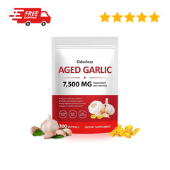 Odorless Garlic 7500Mg per Servings, 300 Softgels | 2 Years Aged Garlic Extra…