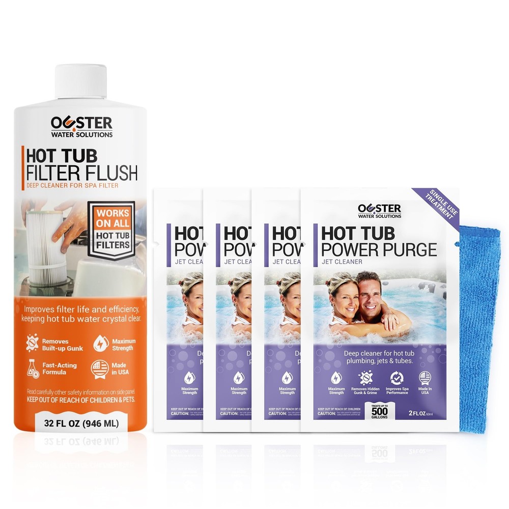 Bio Ouster Power Purge 4-Pack & Filter Flush – Hot Tub Cleaner, Hot Tub Chemi…
