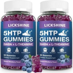 2 Pack 300MG 5-HTP GABA Sleep Supplement Gummies with 200mg L-Theanine Supple…