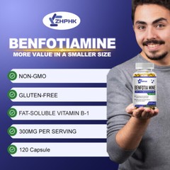 Benfotiamine 300mg, 120/240/480 Veg Capsules, Fat Soluble Thiamine Vitamin B1