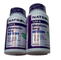 (2x) Natrol Melatonin Time Release 5 mg 100 Tablet (200 Total) Exp 9/30/2026