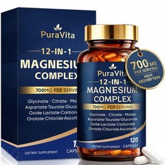 Puravita 12 in 1 Magnesium Magnesium 12-in-1 Complex 700mg High-Absorption Bl…