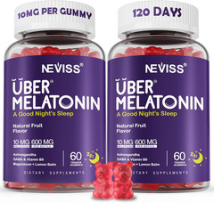 Melatonin Gummies 10Mg with Ashwagandha Magnesium GABA L-Theanine, 120 Count