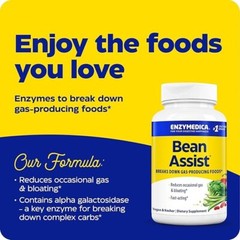 Enzymedica Bean Assist Digestive Enzymes for Gas & Bloating 30 Caps