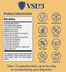 VSL#3 New 112.5B CFUs High Potency Support Gut 60 Probiotics Capsules Box