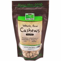 Whole Raw Cashews Unsalted 10 oz By Now Foods