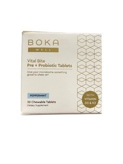 BOKA Well Vital Bite Pre + Probiotic Tablets Peppermint 30 Ct Exp 03/2025
