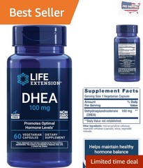 Support Healthy Hormone Balance with DHEA 100mg Vegetarian Capsules – 60 Count