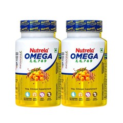 2 x Patanjali Nutrela Organic Omega 3 6 7 & 9 Supplement, 120 N Softgel Capsules