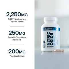 Nitric Oxide Booster with Arginine Nitrate Betaine Pine Bark Extract 120 Count
