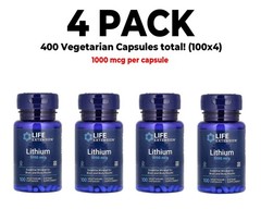 Life Extension Lithium Orotate, 4 PACK, 1,000 Mcg 100 Veg Caps each (400 total)