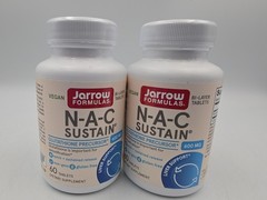 2x Jarrow Formulas N-A-C Sustain 600 mg, Dietary Supplement, NAC 600 mg Exp 2/29