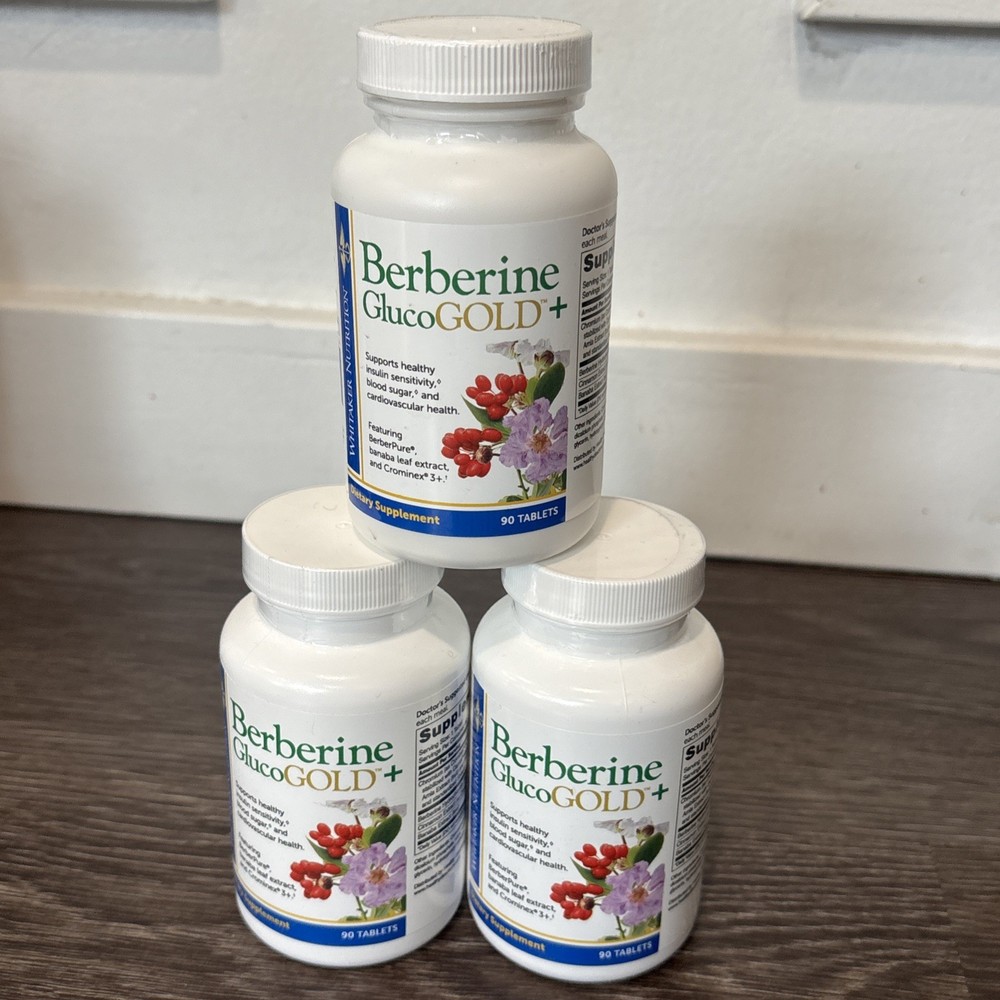 Lot Of 3 New Berberine Glucogold, 500 Mg per Capsule, 90 Tablets Exp09/2024