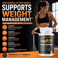 (5 Pack) PhenBurn Advanced Weight Management Support Supplement 300 Capsules
