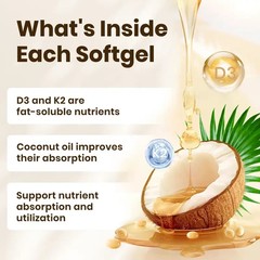VEV Corefeel Vitamin D3 K2 Softgels / Daily Wellness Supplement /